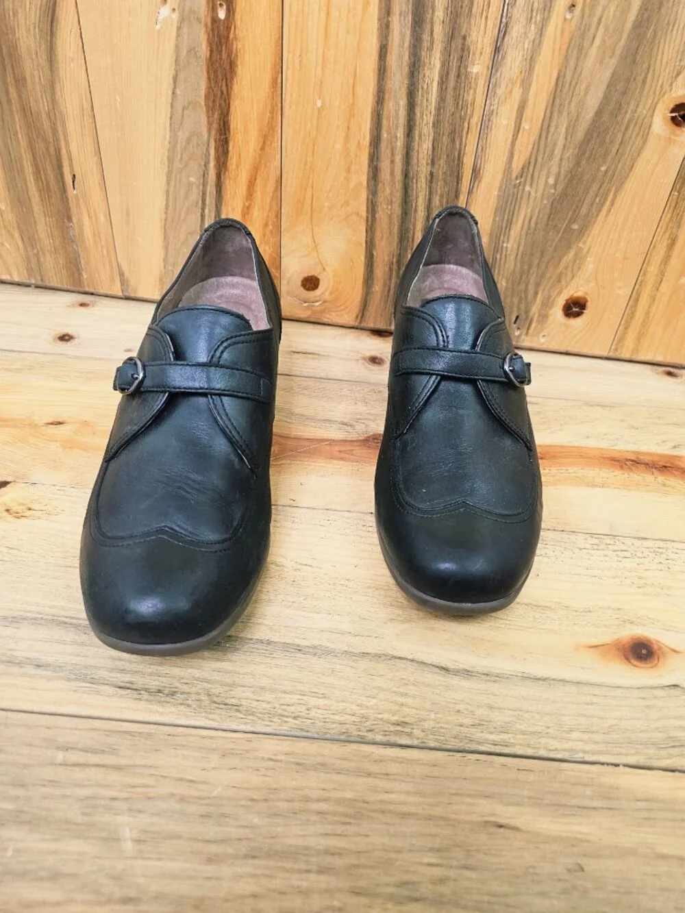 Dansko Black Leather Heeled Booties Size 40 - Picture 2 of 6